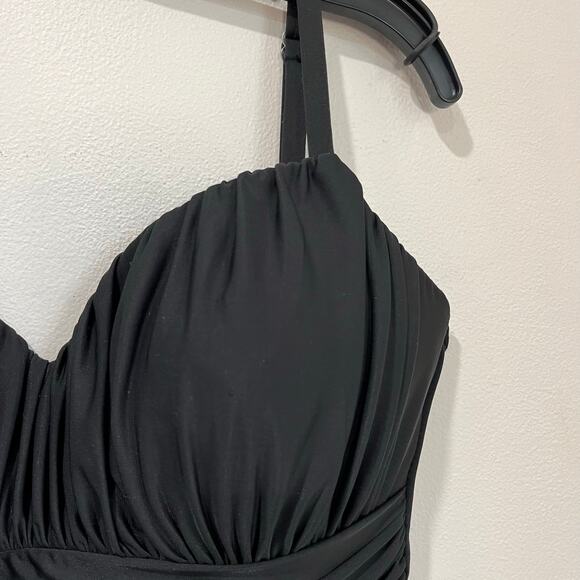 Miraclesuit Black One Piece Swimsuit Size 14 Underwire Tummy Control Ruched - Picture 3 of 8